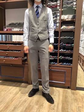 「アイテム（ビジネスシャツ）」を使った、BRICK HOUSE by Tokyo Shirts 和泉ららぽーと店さん（メンズ・171cm）の春コーディネート