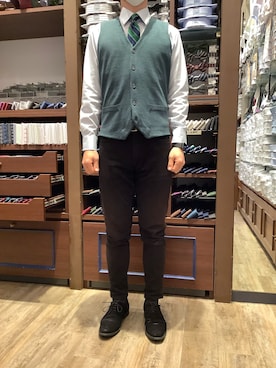 「アイテム（ビジネスシャツ）」を使った、BRICK HOUSE by Tokyo Shirts 和泉ららぽーと店さん（メンズ・171cm）の春コーディネート