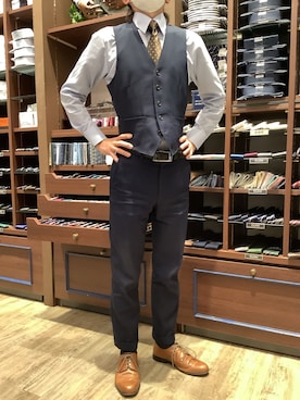 「アイテム（ビジネスシャツ）」を使った、BRICK HOUSE by Tokyo Shirts 和泉ららぽーと店さん（メンズ・167cm）の冬コーディネート