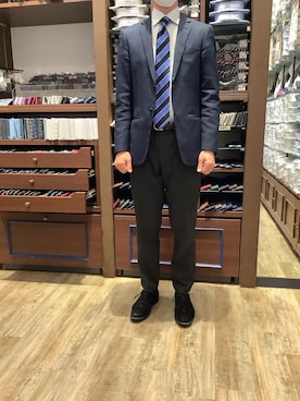 「アイテム（ビジネスシャツ）」を使った、BRICK HOUSE by Tokyo Shirts 和泉ららぽーと店さん（メンズ・171cm）の春コーディネート