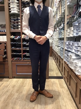 「アイテム（ビジネスシャツ）」を使った、BRICK HOUSE by Tokyo Shirts 和泉ららぽーと店さん（メンズ・167cm）の春コーディネート