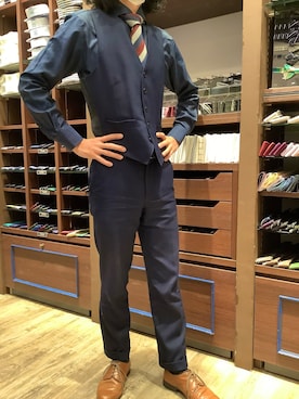 「アイテム（ビジネスシャツ）」を使った、BRICK HOUSE by Tokyo Shirts 和泉ららぽーと店さん（メンズ・167cm）の冬コーディネート