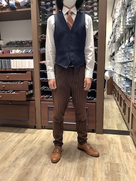 「アイテム（ビジネスシャツ）」を使った、BRICK HOUSE by Tokyo Shirts 和泉ららぽーと店さん（メンズ・167cm）の春コーディネート