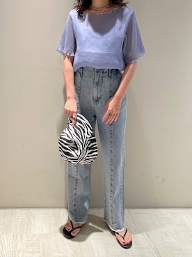 「フリンジデニム」｜「アイテム（帽子）」を使った、LEIさん（レディース・156cm）の夏コーディネート