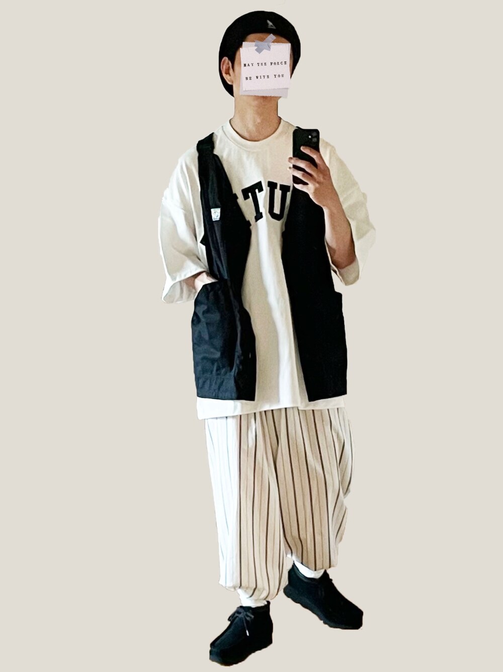 「夏コーデ、着回しコーデ、パンツスタイル、ベスト、フリークスストア」｜「KANGOLの【KANGOL】Tropic 504 Ventair Hunting / 【カンゴール】トロピック 504　ハンチング　オーバーライド（ハンチング/ベレー帽、ブラック系）」を使った、chorokichi30さん（メンズ・165cm）の夏コーディネートの1枚目の写真