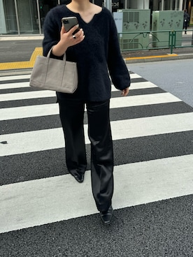 「サテンパンツ」｜「アイテム（ブーツ）」を使った、YUKAさん（レディース・160cm）の冬コーディネート