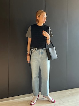 「アイテム（ベルト）」を使った、阿部さん（レディース・165cm）の夏コーディネート