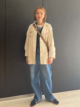 「アイテム（カバーオール）」を使った、阿部さん（レディース・165cm）の秋コーディネート