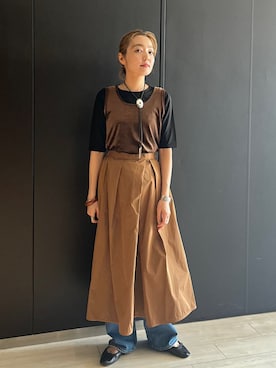 「キャメル」｜阿部さん（レディース・165cm）の夏コーディネート