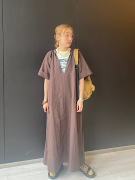 Fanaka:〈手洗い可能〉Vネック カフタン ロング ワンピースを Fanaka:〈手洗い可能〉Vネック カフタン ロング ワンピースを