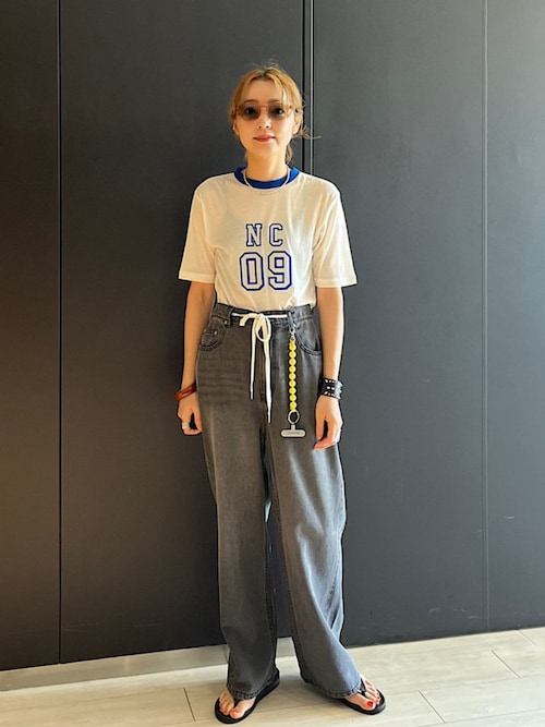 SHIPS NINE CASE:シアー ロゴ リンガー TEE