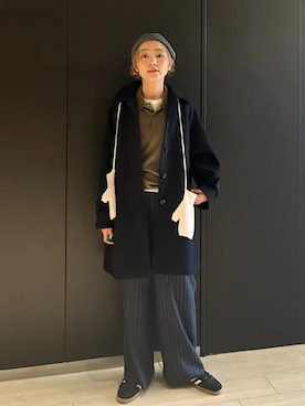 「アイテム（ステンカラーコート）」を使った、阿部さん（レディース・165cm）の秋コーディネート