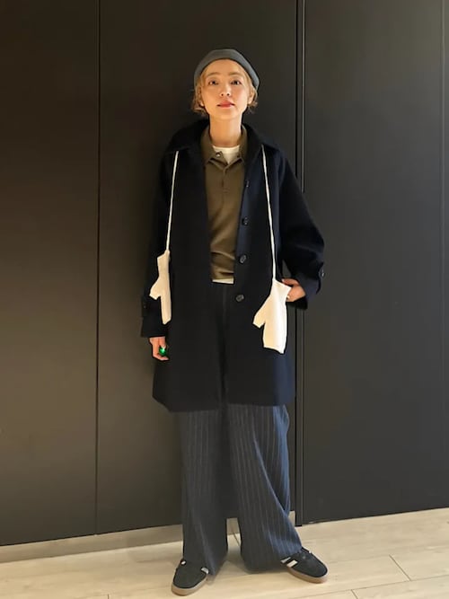 SHIPS: メリノウール 無地 ダブルフェイス ショート カーコート / L