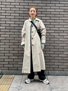 「アイテム（ステンカラーコート）」を使った、阿部さん（レディース・165cm）の冬コーディネート