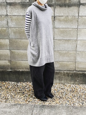 「R&D.M.Co OLDMAN’S TAILOR（オールドマンズテイラー）のアイテム（トップス）」を使った、ちさん（レディース・160cm）の春コーディネート