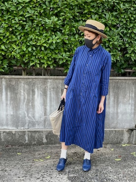 「カンカン帽」｜「アイテム（アナログ腕時計）」を使った、ちさん（レディース・160cm）の秋コーディネート