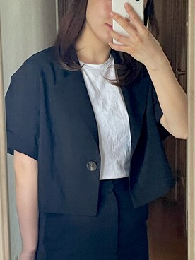 「Heather（ヘザー）のアイテム（セットアップ）」を使った、renaさん（レディース・153cm）の夏コーディネート