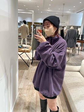 「パープル×黒」｜「アイテム（帽子）」を使った、asai hikariさん（レディース・157cm）の秋コーディネート