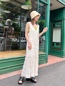 「Kastane（カスタネ）のカップ付きブラキャミ（キャミソール）」を使った、asai hikariさん（レディース・157cm）の夏コーディネート