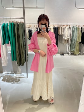 「Kastane（カスタネ）の【サイズ0あり】シアージャガードレースノースリワンピース（ワンピース、ホワイト系）」を使った、asai hikariさん（レディース・157cm）の春コーディネート