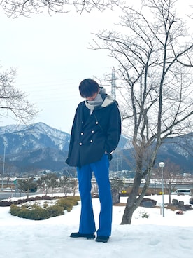 「MAISON SPECIAL（メゾンスペシャル）のアイテム（モカシン/デッキシューズ）」を使った、とも。さん（メンズ・184cm）の冬コーディネート