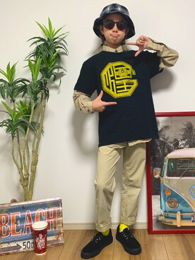 「VANS（バンズ）のVANS ヴァンズ ERA CRP エラ CRP V3470S 18SP S/BLACK（スニーカー）」を使った、na___chi.0612さん（キッズ・135cm）の秋コーディネート