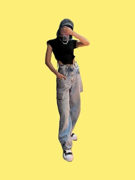 「BALENCIAGA」｜「アイテム（キャップ）」を使った、茜屋日海夏さん（レディース・161cm）の夏コーディネート