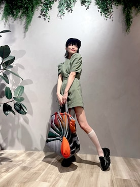 「moussy」｜「アイテム（ハンチング/ベレー帽）」を使った、茜屋日海夏さん（レディース・161cm）の夏コーディネート