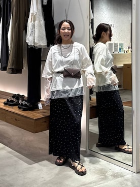 「LEPSIM（レプシィム）の3連ボールネックレス　287544（ネックレス、シルバー系）」を使った、みおりんご🍎さん（レディース・148cm）の夏コーディネート