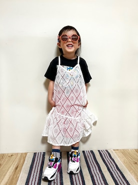 「apres les cours（アプレレクール）のアイテム（ワンピース/ドレス）」を使った、まゆげちゃんさん（キッズ・90cm）の夏コーディネート