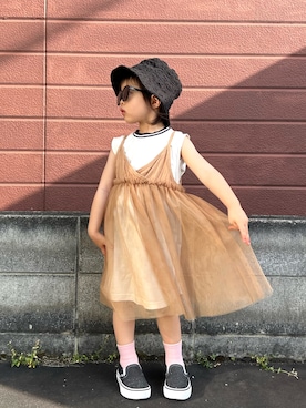 「BREEZE（ブリーズ）のアイテム（ワンピース/ドレス）」を使った、まゆげちゃんさん（キッズ・90cm）の夏コーディネート