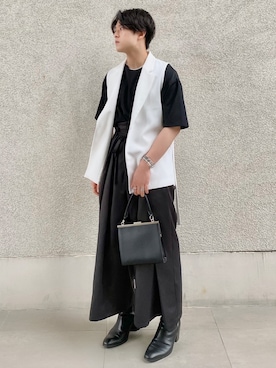 ベストを使った モード系 のメンズ人気ファッションコーディネート 髪型 ショートヘアー Wear