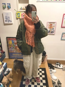 「w closet（ダブルクローゼット）のアイテム（その他アウター）」を使った、えりんぎ🍄さん（レディース・152cm）の冬コーディネート