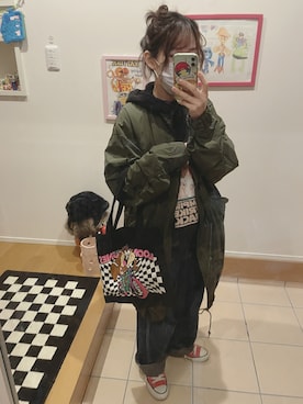 「H&M（エイチ・アンド・エム）のアイテム（パーカー）」を使った、えりんぎ🍄さん（レディース・152cm）の冬コーディネート