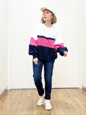 「Lee（リー）のアイテム（帽子）」を使った、m@さん（レディース・155cm）の秋コーディネート