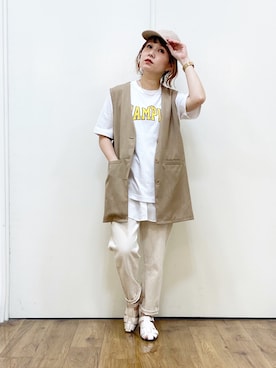 「Right-on（ライトオン）のアイテム（キャップ）」を使った、m@さん（レディース・155cm）の春コーディネート