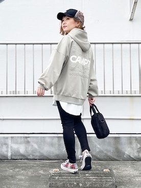 「CAMP7」｜「アイテム（その他）」を使った、m@さん（レディース・155cm）の秋コーディネート