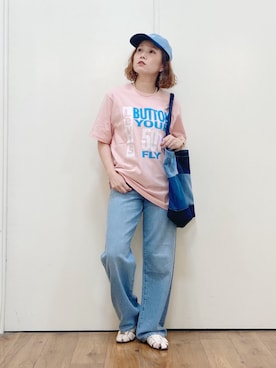「Levi's（リーバイス）のアイテム（帽子）」を使った、m@さん（レディース・155cm）の夏コーディネート