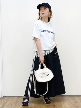 「CONVERSE（コンバース）のアイテム（バッグ）」を使った、m@さん（レディース・155cm）の夏コーディネート