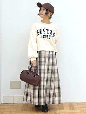 「チェック柄に恋してる」｜まーちゃん（m@）さん（レディース・155cm）の秋コーディネート