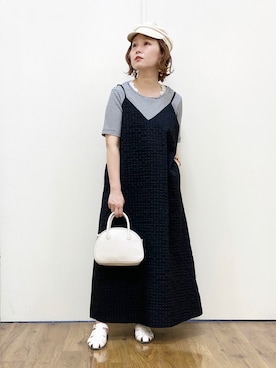「キャミワンピ」｜「アイテム（シャツワンピース）」を使った、m@さん（レディース・155cm）の春コーディネート