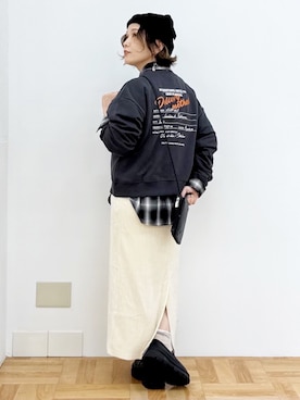 「アイテム（ニットキャップ/ビーニー）」を使った、m@さん（レディース・155cm）の秋コーディネート