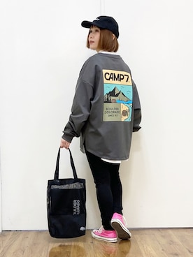 「CAMP7」｜「アイテム（キャップ）」を使った、m@さん（レディース・155cm）の冬コーディネート