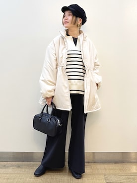 「アイテム（キャスケット）」を使った、まーちゃん（m@）さん（レディース・155cm）の秋コーディネート