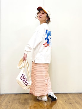 「Lee（リー）のアイテム（Tシャツ/カットソー）」を使った、m@さん（レディース・155cm）の春コーディネート