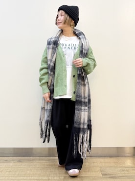 「アイテム（マフラー）」を使った、まーちゃん（m@）さん（レディース・155cm）の秋コーディネート