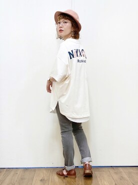 「RAG MACHINE（ラグマシーン）のアイテム（ハット）」を使った、まーちゃん（m@）さん（レディース・155cm）の夏コーディネート