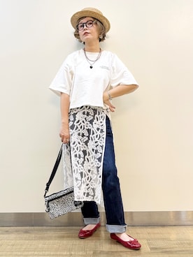 「Right-on（ライトオン）のアイテム」を使った、まーちゃん（m@）さん（レディース・155cm）の夏コーディネート