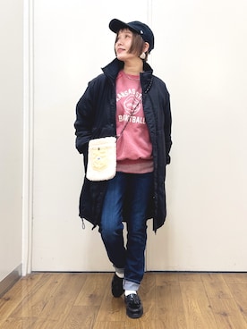 「Lee（リー）のアイテム（スウェット）」を使った、m@さん（レディース・155cm）の冬コーディネート