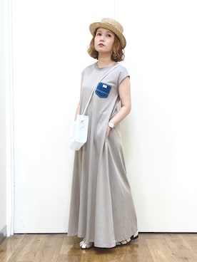 「Lee（リー）のアイテム（ワンピース）」を使った、m@さん（レディース・155cm）の夏コーディネート